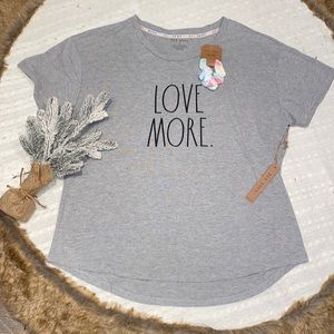 RAE DUNN WOMENS T-SHIRT “LOVE MORE.” AN SCRUNCHIE SET